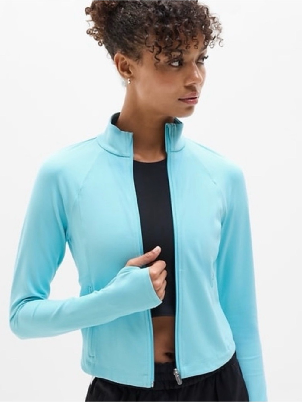 NWT Athleta Salutation Crop Jacket Aqua Blue